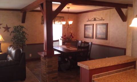 Ceiling Beams with Stone Column