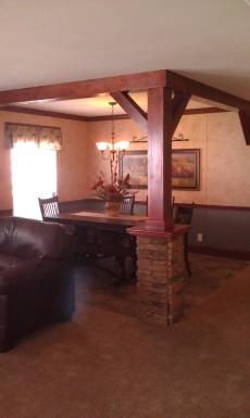 Ceiling Beams with Stone Column